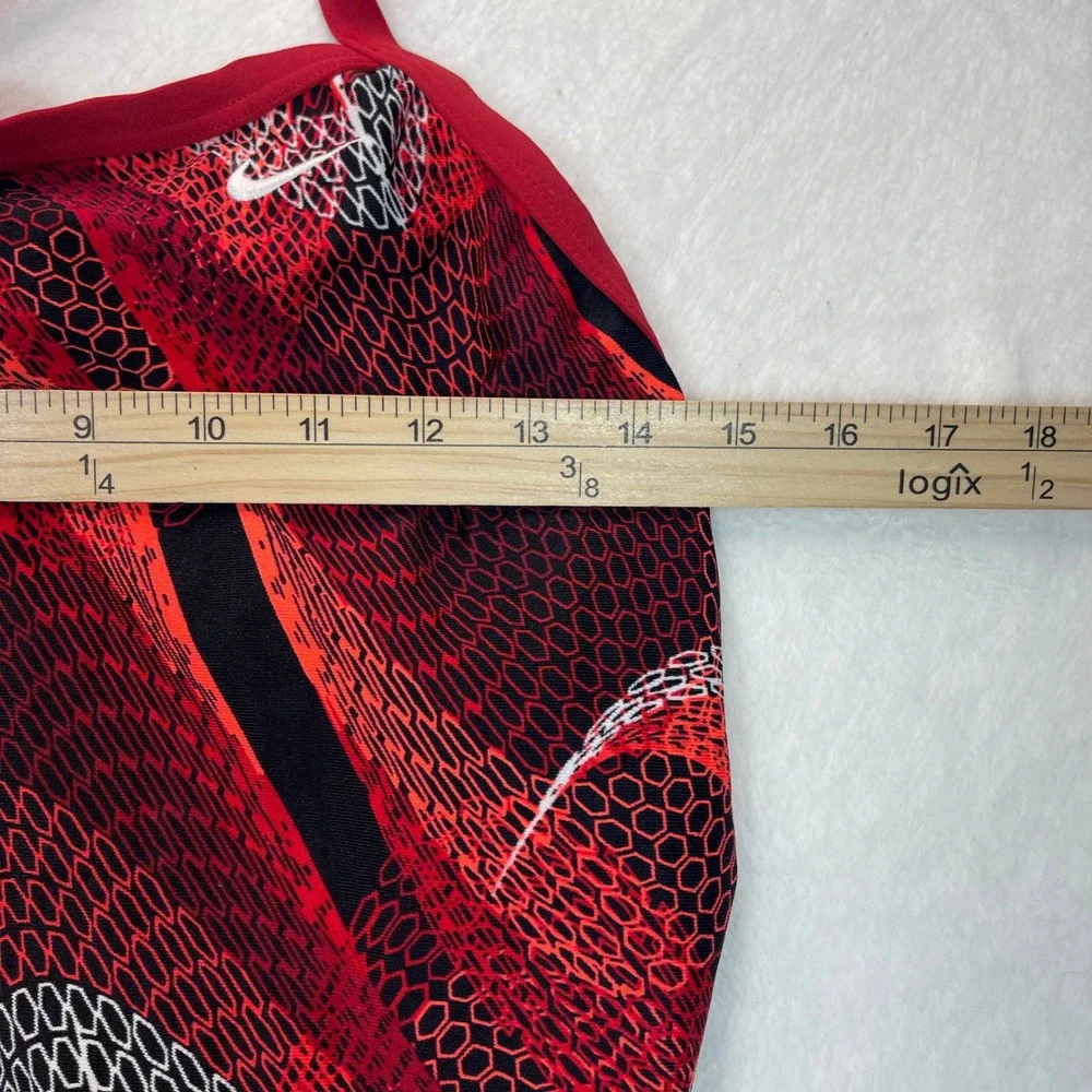 Nike Womens Red Black Honeycomb Sport One‎ Piece Swimsuit Sz 10 Training Workout